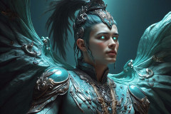 Male Angels of the Holy Divine - The Young & The Beautiful: AI Fantasy Photos of Handsome Male Angels in Elegant Divine Armor,living in the golden city,with Vibrant Holy Wings.