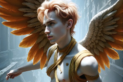 Male Angels of the Holy Divine - The Young & The Beautiful: AI Fantasy Photos of Handsome Male Angels in Elegant Divine Armor,living in the golden city,with Vibrant Holy Wings.