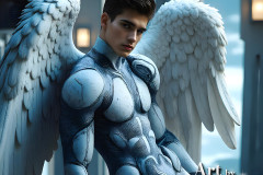 Male Angels of the Holy Divine - The Young & The Beautiful: AI Fantasy Photos of Handsome Male Angels in Elegant Divine Armor,living in the golden city,with Vibrant Holy Wings.