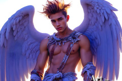 Male Angels of the Holy Divine - The Young & The Beautiful: AI Fantasy Photos of Handsome Male Angels in Elegant Divine Armor,living in the golden city,with Vibrant Holy Wings.