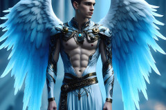 Male Angels of the Holy Divine - The Young & The Beautiful: AI Fantasy Photos of Handsome Male Angels in Elegant Divine Armor,living in the golden city,with Vibrant Holy Wings.