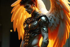 Male Angels of the Holy Divine - The Young & The Beautiful: AI Fantasy Photos of Handsome Male Angels in Elegant Divine Armor,living in the golden city,with Vibrant Holy Wings.