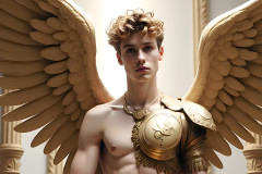 Male Angels of the Holy Divine - The Young & The Beautiful: AI Fantasy Photos of Handsome Male Angels in Elegant Divine Armor,living in the golden city,with Vibrant Holy Wings.