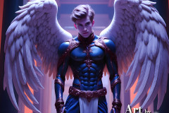 Male Angels of the Holy Divine - The Young & The Beautiful: AI Fantasy Photos of Handsome Male Angels in Elegant Divine Armor,living in the golden city,with Vibrant Holy Wings.