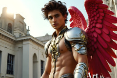 Male Angels of the Holy Divine - The Young & The Beautiful: AI Fantasy Photos of Handsome Male Angels in Elegant Divine Armor,living in the golden city,with Vibrant Holy Wings.