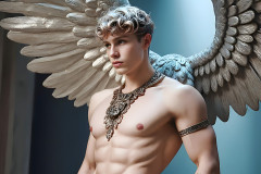 Male Angels of the Holy Divine - The Young & The Beautiful: AI Fantasy Photos of Handsome Male Angels in Elegant Divine Armor,living in the golden city,with Vibrant Holy Wings.