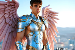 Male Angels of the Holy Divine - The Young & The Beautiful: AI Fantasy Photos of Handsome Male Angels in Elegant Divine Armor,living in the golden city,with Vibrant Holy Wings.