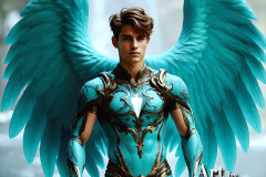 Male Angels of the Holy Divine - The Young & The Beautiful: AI Fantasy Photos of Handsome Male Angels in Elegant Divine Armor,living in the golden city,with Vibrant Holy Wings.