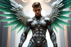 Male Angels of the Holy Divine - The Young & The Beautiful: AI Fantasy Photos of Handsome Male Angels in Elegant Divine Armor,living in the golden city,with Vibrant Holy Wings.