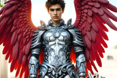 Male Angels of the Holy Divine - The Young & The Beautiful: AI Fantasy Photos of Handsome Male Angels in Elegant Divine Armor,living in the golden city,with Vibrant Holy Wings.