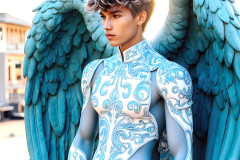 Male Angels of the Holy Divine - The Young & The Beautiful: AI Fantasy Photos of Handsome Male Angels in Elegant Divine Armor,living in the golden city,with Vibrant Holy Wings.