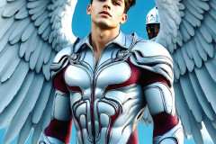 Male Angels of the Holy Divine - The Young & The Beautiful: AI Fantasy Photos of Handsome Male Angels in Elegant Divine Armor,living in the golden city,with Vibrant Holy Wings.