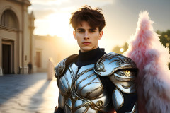 Male Angels of the Holy Divine - The Young & The Beautiful: AI Fantasy Photos of Handsome Male Angels in Elegant Divine Armor,living in the golden city,with Vibrant Holy Wings.