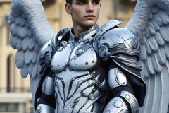 Male Angels of the Holy Divine - The Young & The Beautiful: AI Fantasy Photos of Handsome Male Angels in Elegant Divine Armor,living in the golden city,with Vibrant Holy Wings.