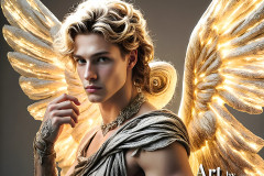 Male Angels of the Holy Divine - The Young & The Beautiful: AI Fantasy Photos of Handsome Male Angels in Elegant Divine Armor,living in the golden city,with Vibrant Holy Wings.