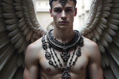 Male Angels of the Holy Divine - The Young & The Beautiful: AI Fantasy Photos of Handsome Male Angels in Elegant Divine Armor,living in the golden city,with Vibrant Holy Wings.