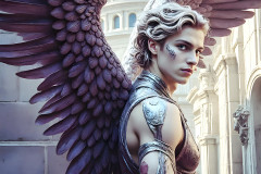 Male Angels of the Holy Divine - The Young & The Beautiful: AI Fantasy Photos of Handsome Male Angels in Elegant Divine Armor,living in the golden city,with Vibrant Holy Wings.