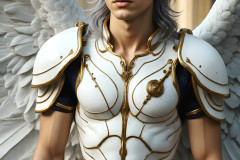 Male Angels of the Holy Divine - The Young & The Beautiful: AI Fantasy Photos of Handsome Male Angels in Elegant Divine Armor,living in the golden city,with Vibrant Holy Wings.