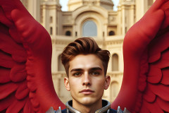 Male Angels of the Holy Divine - The Young & The Beautiful: AI Fantasy Photos of Handsome Male Angels in Elegant Divine Armor,living in the golden city,with Vibrant Holy Wings.