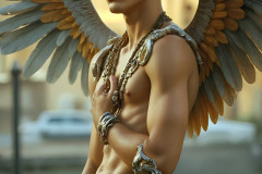 Male Angels of the Holy Divine - The Young & The Beautiful: AI Fantasy Photos of Handsome Male Angels in Elegant Divine Armor,living in the golden city,with Vibrant Holy Wings.