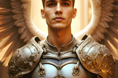 Male Angels of the Holy Divine - The Young & The Beautiful: AI Fantasy Photos of Handsome Male Angels in Elegant Divine Armor,living in the golden city,with Vibrant Holy Wings.