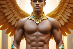 Male Angels of the Holy Divine - The Young & The Beautiful: AI Fantasy Photos of Handsome Male Angels in Elegant Divine Armor,living in the golden city,with Vibrant Holy Wings.