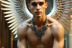 Male Angels of the Holy Divine - The Young & The Beautiful: AI Fantasy Photos of Handsome Male Angels in Elegant Divine Armor,living in the golden city,with Vibrant Holy Wings.