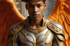 Male Angels of the Holy Divine - The Young & The Beautiful: AI Fantasy Photos of Handsome Male Angels in Elegant Divine Armor,living in the golden city,with Vibrant Holy Wings.