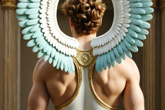 Male Angels of the Holy Divine - The Young & The Beautiful: AI Fantasy Photos of Handsome Male Angels in Elegant Divine Armor,living in the golden city,with Vibrant Holy Wings.