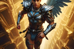 Male Angels of the Holy Divine - The Young & The Beautiful: AI Fantasy Photos of Handsome Male Angels in Elegant Divine Armor,living in the golden city,with Vibrant Holy Wings.