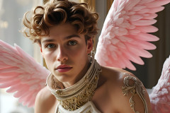 Male Angels of the Holy Divine - The Young & The Beautiful: AI Fantasy Photos of Handsome Male Angels in Elegant Divine Armor,living in the golden city,with Vibrant Holy Wings.