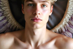 Male Angels of the Holy Divine - The Young & The Beautiful: AI Fantasy Photos of Handsome Male Angels in Elegant Divine Armor,living in the golden city,with Vibrant Holy Wings.