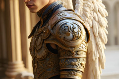 Male Angels of the Holy Divine - The Young & The Beautiful: AI Fantasy Photos of Handsome Male Angels in Elegant Divine Armor,living in the golden city,with Vibrant Holy Wings.
