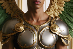 Male Angels of the Holy Divine - The Young & The Beautiful: AI Fantasy Photos of Handsome Male Angels in Elegant Divine Armor,living in the golden city,with Vibrant Holy Wings.