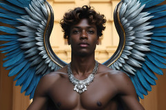 Male Angels of the Holy Divine - The Young & The Beautiful: AI Fantasy Photos of Handsome Male Angels in Elegant Divine Armor,living in the golden city,with Vibrant Holy Wings.
