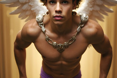 Male Angels of the Holy Divine - The Young & The Beautiful: AI Fantasy Photos of Handsome Male Angels in Elegant Divine Armor,living in the golden city,with Vibrant Holy Wings.