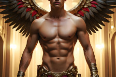 Male Angels of the Holy Divine - The Young & The Beautiful: AI Fantasy Photos of Handsome Male Angels in Elegant Divine Armor,living in the golden city,with Vibrant Holy Wings.