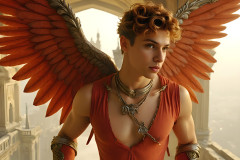 Male Angels of the Holy Divine - The Young & The Beautiful: AI Fantasy Photos of Handsome Male Angels in Elegant Divine Armor,living in the golden city,with Vibrant Holy Wings.