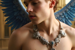 Male Angels of the Holy Divine - The Young & The Beautiful: AI Fantasy Photos of Handsome Male Angels in Elegant Divine Armor,living in the golden city,with Vibrant Holy Wings.