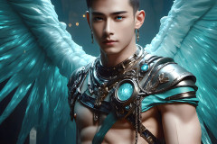 Male Angels of the Holy Divine - The Young & The Beautiful: AI Fantasy Photos of Handsome Male Angels in Elegant Divine Armor,living in the golden city,with Vibrant Holy Wings.