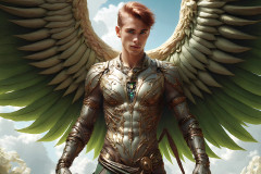 Male Angels of the Holy Divine - The Young & The Beautiful: AI Fantasy Photos of Handsome Male Angels in Elegant Divine Armor,living in the golden city,with Vibrant Holy Wings.