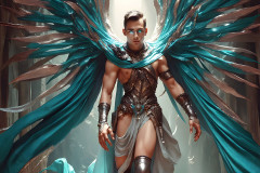 Male Angels of the Holy Divine - The Young & The Beautiful: AI Fantasy Photos of Handsome Male Angels in Elegant Divine Armor,living in the golden city,with Vibrant Holy Wings.