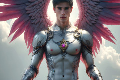 Male Angels of the Holy Divine - The Young & The Beautiful: AI Fantasy Photos of Handsome Male Angels in Elegant Divine Armor,living in the golden city,with Vibrant Holy Wings.