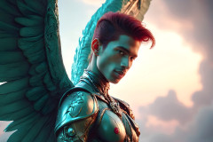 Male Angels of the Holy Divine - The Young & The Beautiful: AI Fantasy Photos of Handsome Male Angels in Elegant Divine Armor,living in the golden city,with Vibrant Holy Wings.