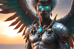 Male Angels of the Holy Divine - The Young & The Beautiful: AI Fantasy Photos of Handsome Male Angels in Elegant Divine Armor,living in the golden city,with Vibrant Holy Wings.