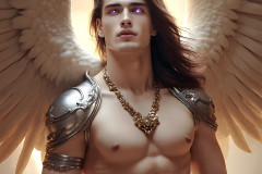Male Angels of the Holy Divine - The Young & The Beautiful: AI Fantasy Photos of Handsome Male Angels in Elegant Divine Armor,living in the golden city,with Vibrant Holy Wings.