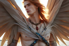 Male Angels of the Holy Divine - The Young & The Beautiful: AI Fantasy Photos of Handsome Male Angels in Elegant Divine Armor,living in the golden city,with Vibrant Holy Wings.