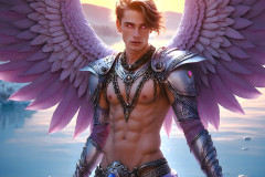 Male Angels of the Holy Divine - The Young & The Beautiful: AI Fantasy Photos of Handsome Male Angels in Elegant Divine Armor,living in the golden city,with Vibrant Holy Wings.