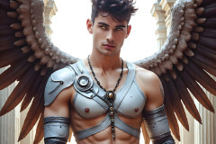 Male Angels of the Holy Divine - The Young & The Beautiful: AI Fantasy Photos of Handsome Male Angels in Elegant Divine Armor,living in the golden city,with Vibrant Holy Wings.