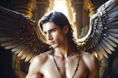 Male Angels of the Holy Divine - The Young & The Beautiful: AI Fantasy Photos of Handsome Male Angels in Elegant Divine Armor,living in the golden city,with Vibrant Holy Wings.